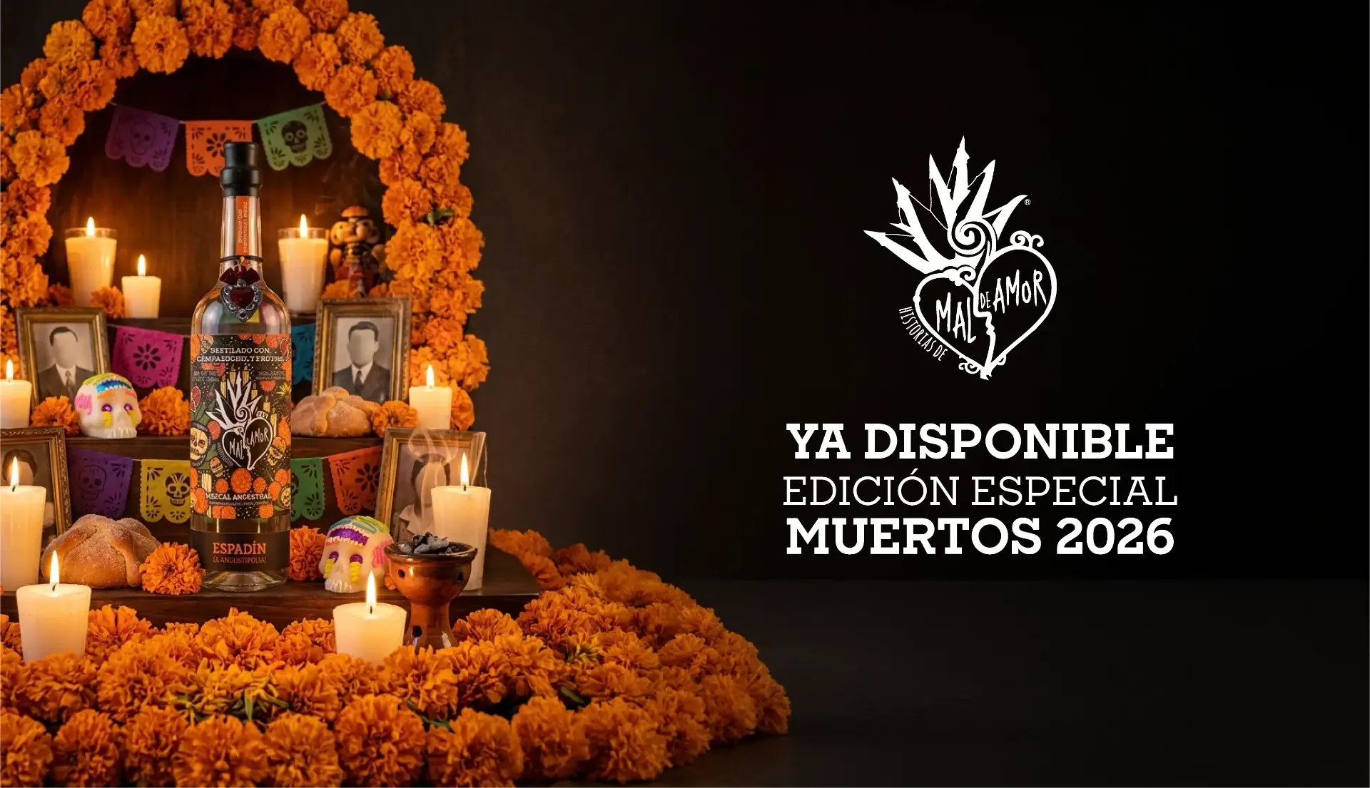 Ya disponible: Edición Especial Muertos 2026 de Mal de Amor, destilado con cempasúchil.